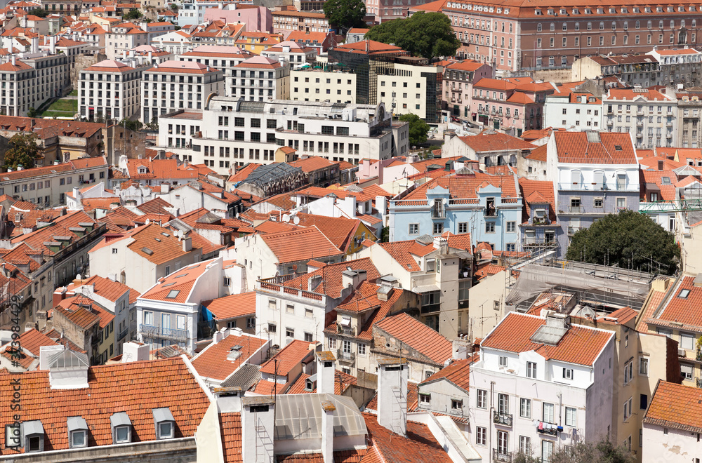 Lisbon aerial view at sunny summer day