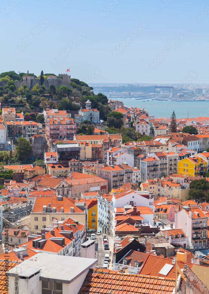 Lisbon view at sunny summer day, Portugal. Vertical