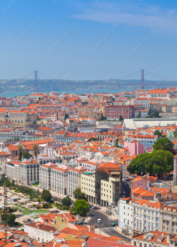 Lisbon aerial view at sunny summer day, Portugal