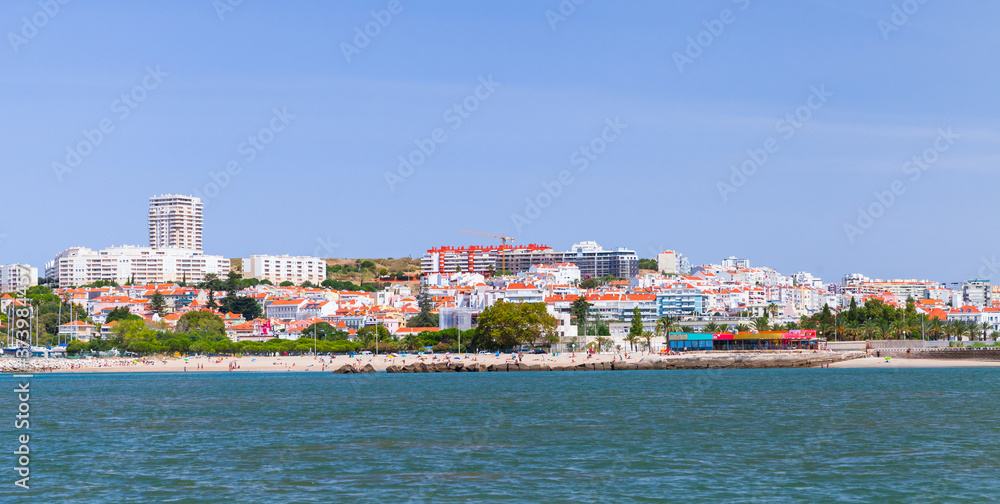 Lisbon coastal panoramic view at sunny summer day