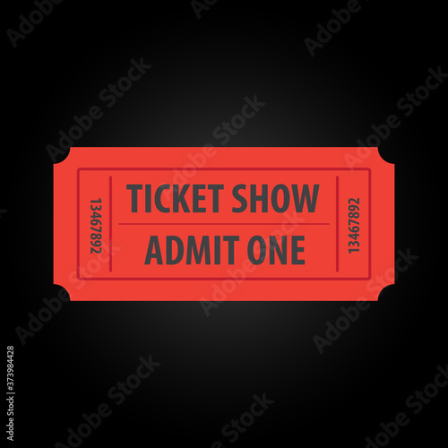 Orange admission ticket isolated on black