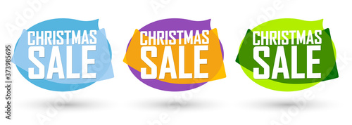 Christmas Sale set bubble banners design template, Xmas discount tags, app icons, vector illustration