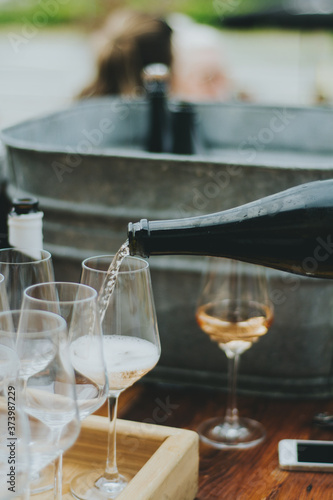 Pouring Champaign Sparkling Wine