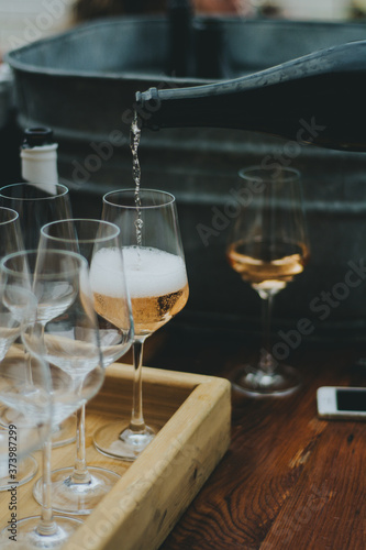 Pouring Champaign Sparkling Wine