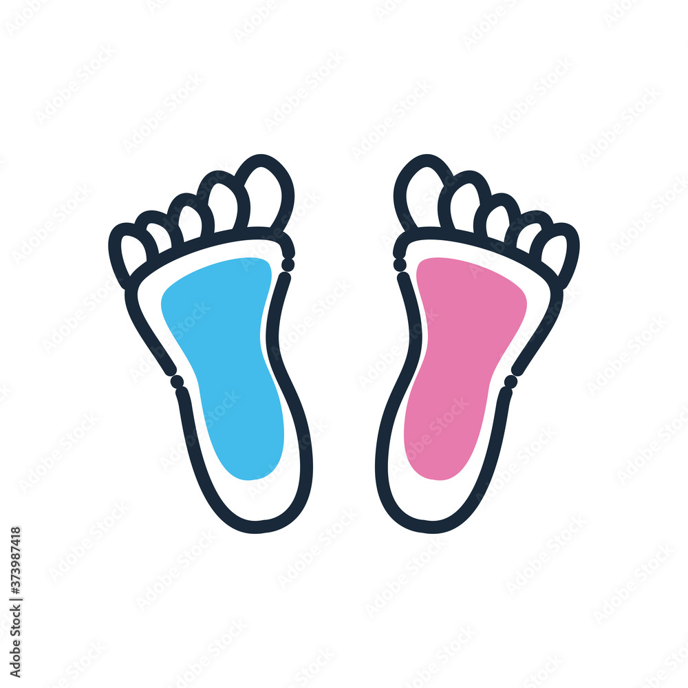 Obraz premium Feetprints line and fill style icon vector design
