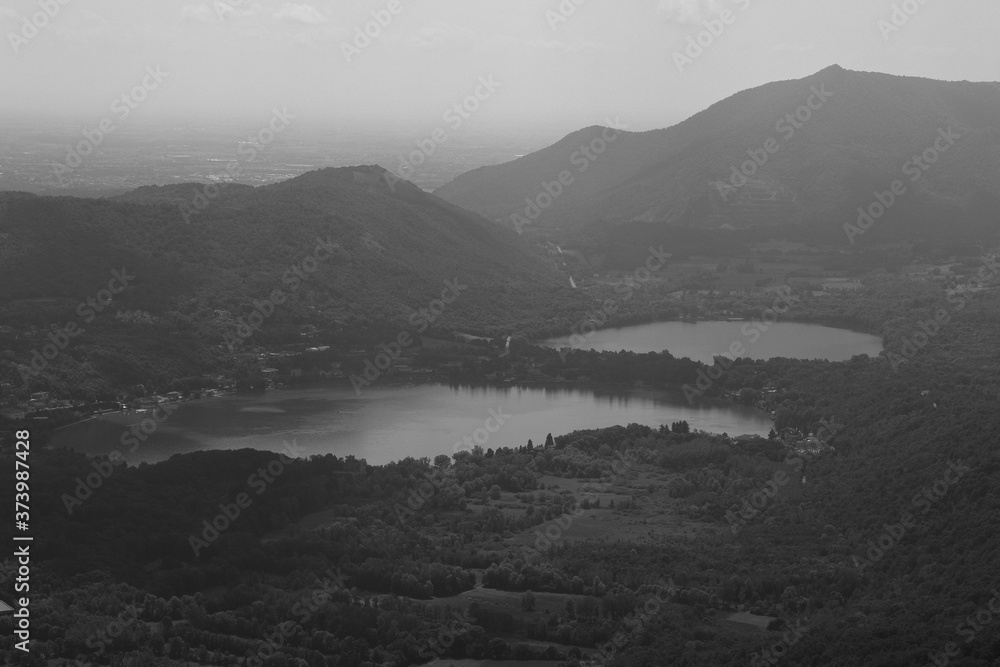 Views of the Avigliana lakes in Piedmont. 