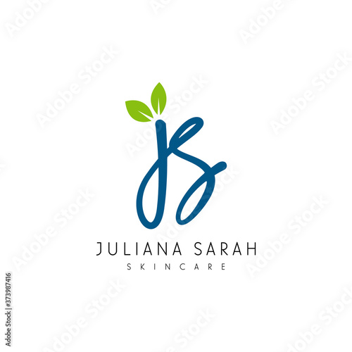 Initial js signature logo design template isolated on white background