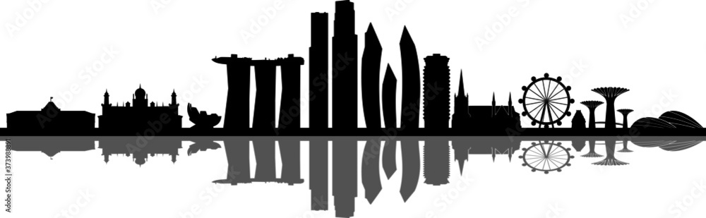 SINGAPORE City ASIA Skyline Silhouette Cityscape Vector