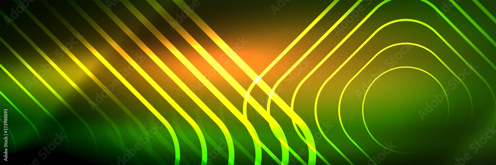 Shiny neon glowing techno lines, hi-tech futuristic abstract background template with square shapes Shiny neon glowing techno lines, hi-tech futuristic abstract background template with square shapes