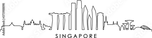 SINGAPORE  City ASIA Skyline Silhouette Cityscape Vector