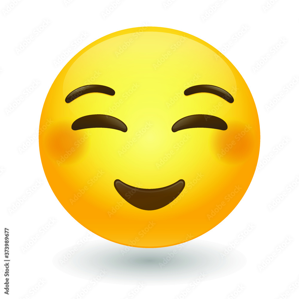 Fototapeta premium Smiling Happy Emoji Vector art illustration design. Emoticon expression graphic round. Avatar kawaii style.