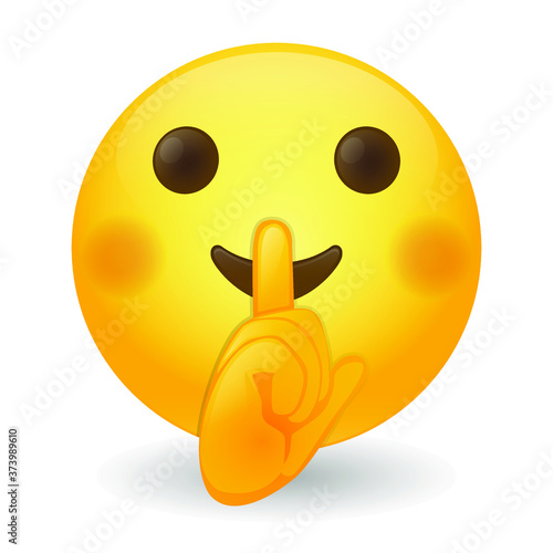 Sushing Silence Emoji Vector art illustration design. Emoticon expression graphic round. Avatar kawaii style.