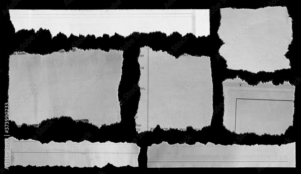 Torn papers on black Torn papers on black