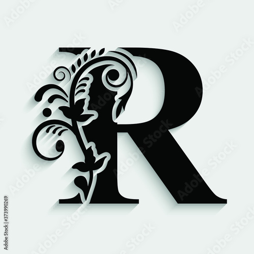 letter к flower ornament. Vector logo. Monogram alphabet. Beautiful floral capital letters