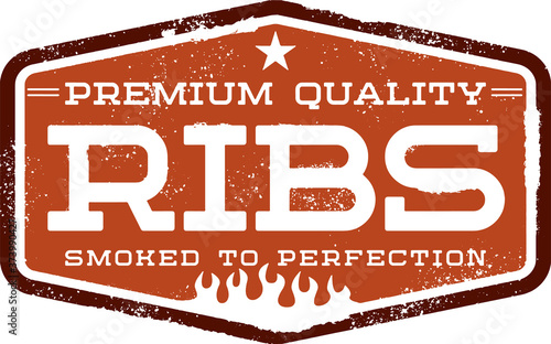 Vintage BBQ Ribs Restaurant Smokehouse Sign