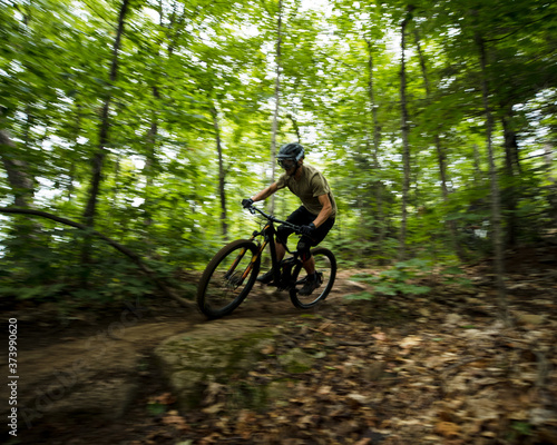Mountain biking in the forest
