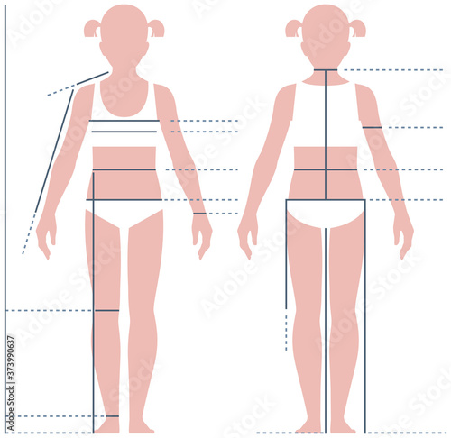 Child girl body for measuring the size vector illustration