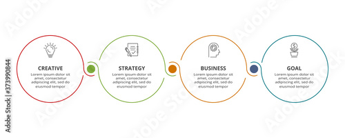 Circle elements of graph, diagram with 4 steps, options, parts or processes.