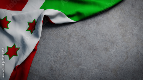 Flag of Burundi on concrete backdrop. Burundi flag background with copy space