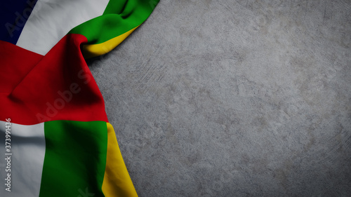 Flag of the Central African Republic on concrete backdrop. Central African flag background with copy space