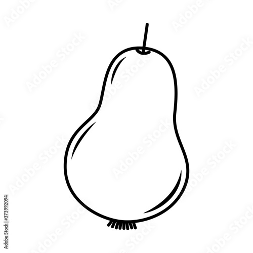 Vector line art pear icon. Isolated fruit silhouette in cartoon style. Fruit pictogram for coloring page © Olha