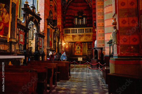 Poland. Krakow. Church of the Assumption of the Blessed Virgin Mary in Krakow. The interior. February 21, 2018