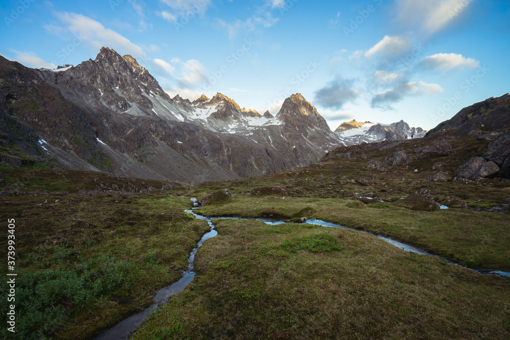 Fototapeta premium river mountain landscape in alaska