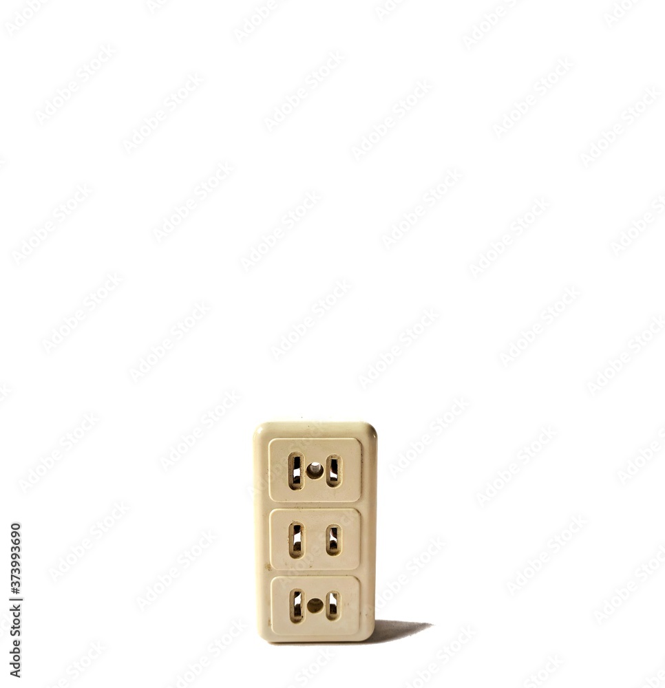 Old electrical outlet on white background. electrician concept Old electrical outlet on white background. electrician concept