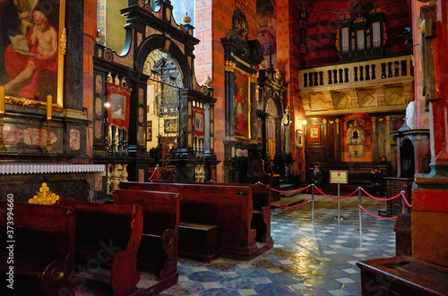 Poland. Krakow. Church of the Assumption of the Blessed Virgin Mary in Krakow. The interior. February 21  2018