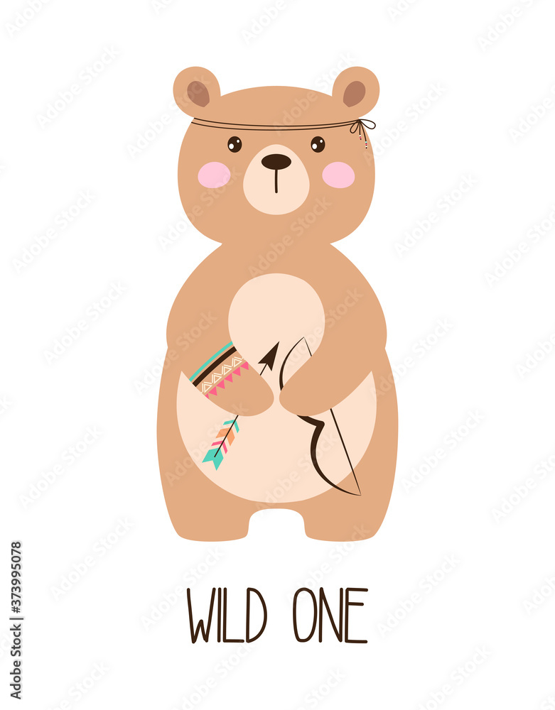 cartoon tribal bear isolated on white background cartoon tribal bear isolated on white background