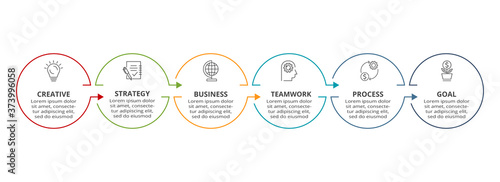 Circle elements of graph, diagram with 6 steps, options, parts or processes. Template for infographic, presentation.
