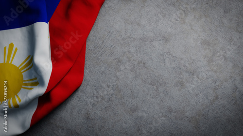Flag of the Philippines on concrete backdrop. Filipino flag background with copy space photo