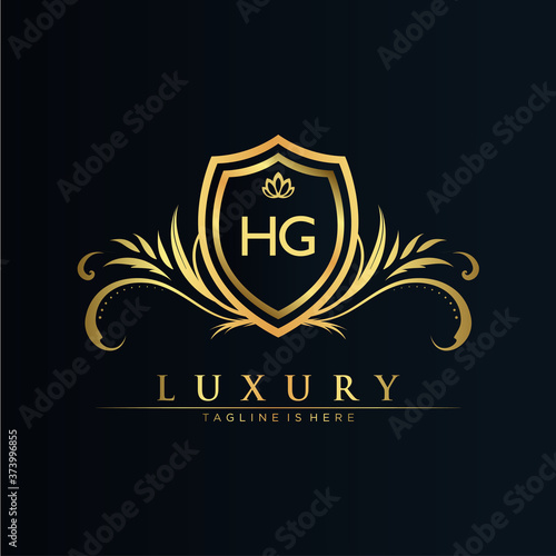 HG Letter Initial with Royal Template.elegant with crown logo vector, Creative Lettering Logo Vector Illustration.
