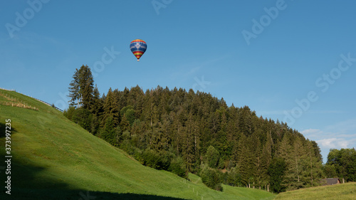 Balloon over Chateau d Oex area  Switzerland 