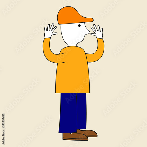 Man with his hands up