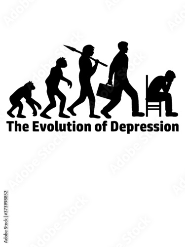 Depression Evolution Mann Trauriger Sitzender Stuhl Trauern Unglücklich Hoffnungslos Leid 