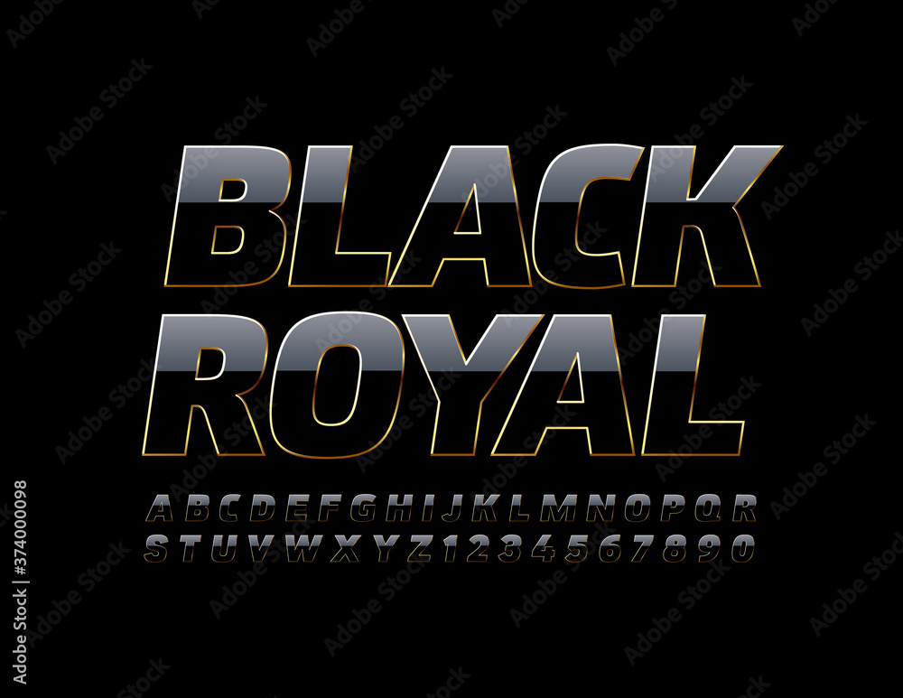 Vector Black and Gold Royal Font. Luxury elegant Alphabet. Classy chic Letters and Numbers set Vector Black and Gold Royal Font. Luxury elegant Alphabet. Classy chic Letters and Numbers set
