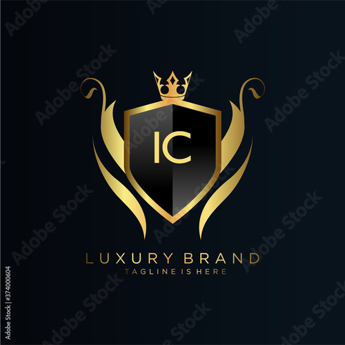 IC Letter Initial with Royal Template.elegant with crown logo vector, Creative Lettering Logo Vector Illustration.
