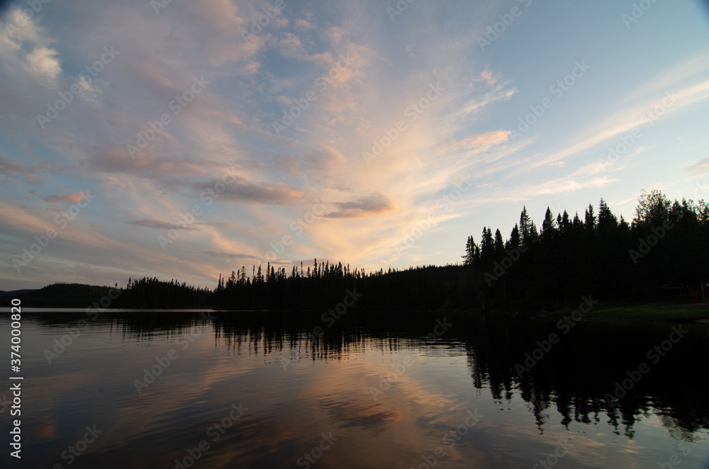 Fototapeta premium sunset over the lake