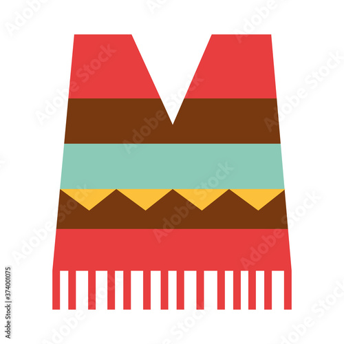 mexican poncho clothes folk culture traditional flat icon