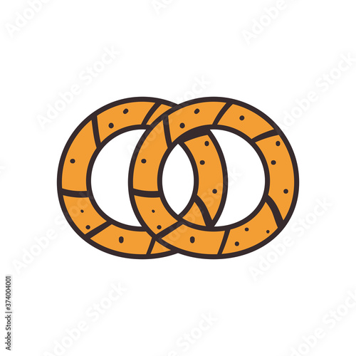 Turkish bagels line and fill style icon vector design