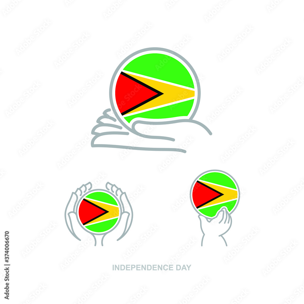 Illustration of hands holding the national flag in a circle. independence day. GUYANA. 26th of MAY. Isolated vector. Illustration of hands holding the national flag in a circle. independence day. GUYANA. 26th of MAY. Isolated vector.