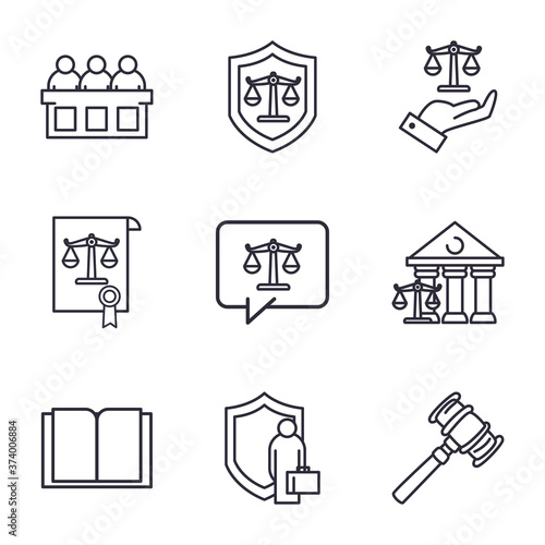Human rights line style icon set vector design