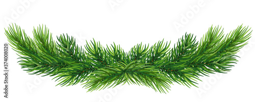 Christmas fir / pine wreath. Coniferous winter festive decoration. Green New Year's decor EPS10