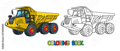 Articulated dump truck car with eyes coloring book