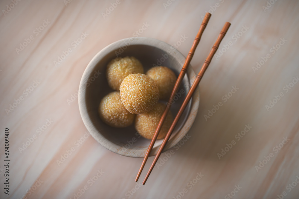 Vietnamese donuts called as Banh Ran. They are made from rice flour ...