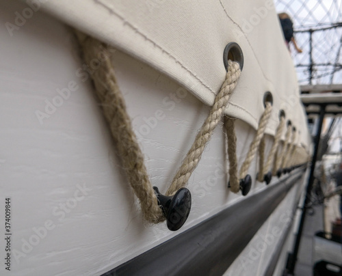 Close up of a boat cover