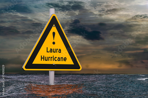 Hurricane Laura, storm and flood concept. 3D rendering photo