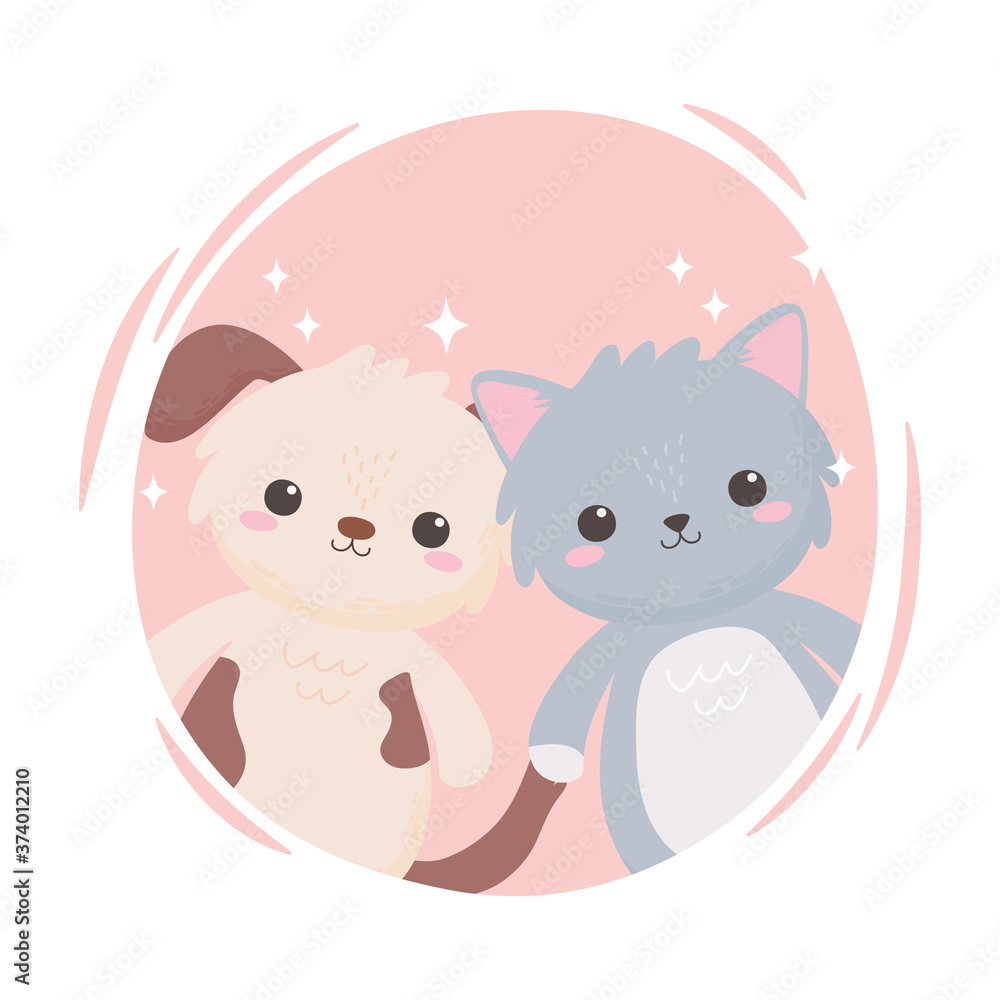 cute little gray cat and doggy cartoon adorable animals cute little gray cat and doggy cartoon adorable animals