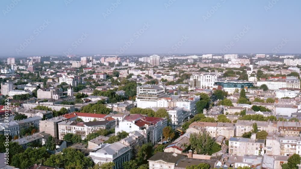 Air panorama of center city of Odessa Ukraine. Drone footage at sunny day Air panorama of center city of Odessa Ukraine. Drone footage at sunny day